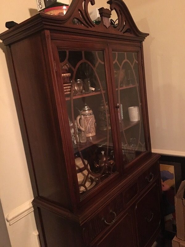 Antique Federalist China Cabinet