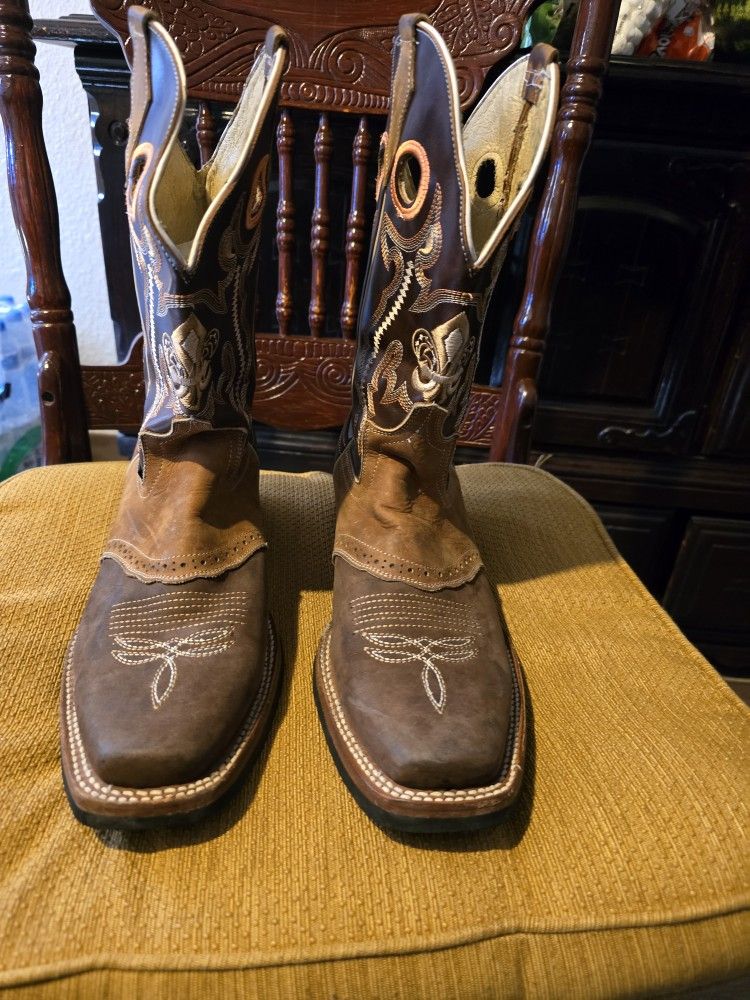 New El Dorado Cowboy Leather boots/ Botas size:10 US /CM 27 mens.Color: Brown/Cafe, Non-Slip, handmade. Work, dance, party.