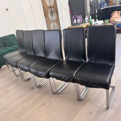 Set of 6 Silver Metal Leg Chairs w/removable covers 