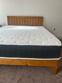 Zinus Solid Wood Queen Bed Frame & Allswell Hybrid Mattress - Great Condition!