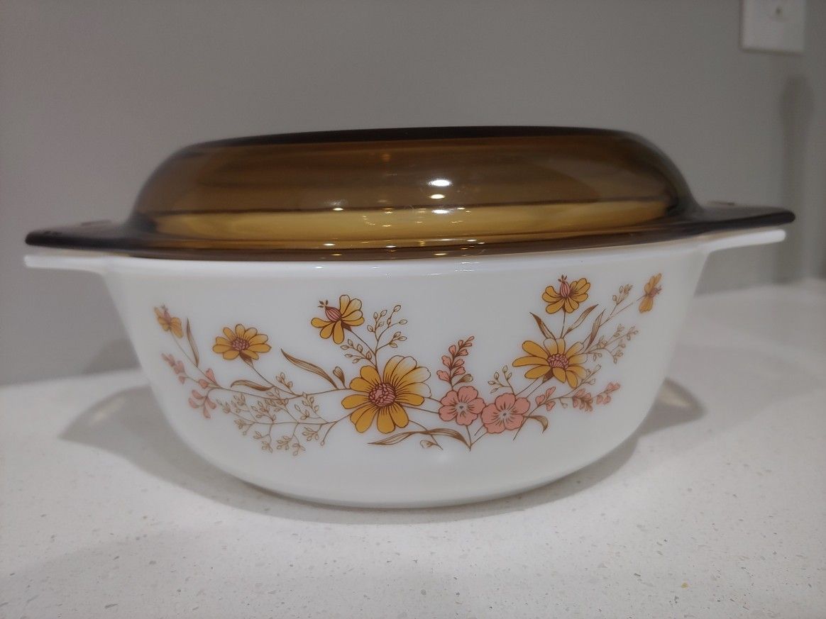 Vintage 1980s Pyrex Country Autumn, 8in Casserole Dish With Lid  