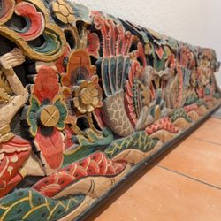 Old Carving From Ubud Bali, solid hardwood approx 7 ft long, heavy 