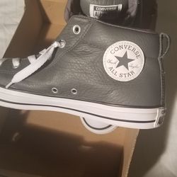 Converse Chuck Taylor All Star Street Leather Mid. Size 10 Men. 12 Women. 