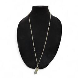 Silver Oval Pendant Necklace with Tassel and Charms