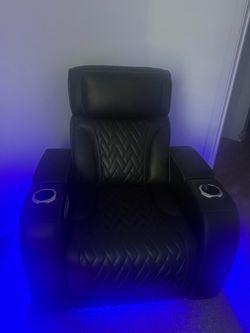Black Leather Home Theater Power Recliner Chair
