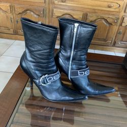 Women Boots Leather 9 Bebe Brand Black