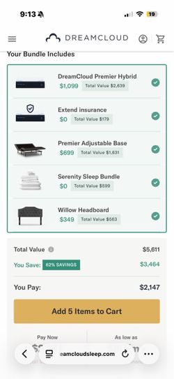 QUEEN BASE BED SLEEP QUEEN DARK GREY PADDED HEADBOARD WILLOW AND ZERO GRAVITY CONTROL YOUR REST! SLEEP TECH DREAM CLOUD