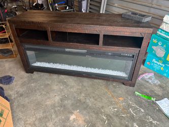 TV Console with Built In Faux Fireplace