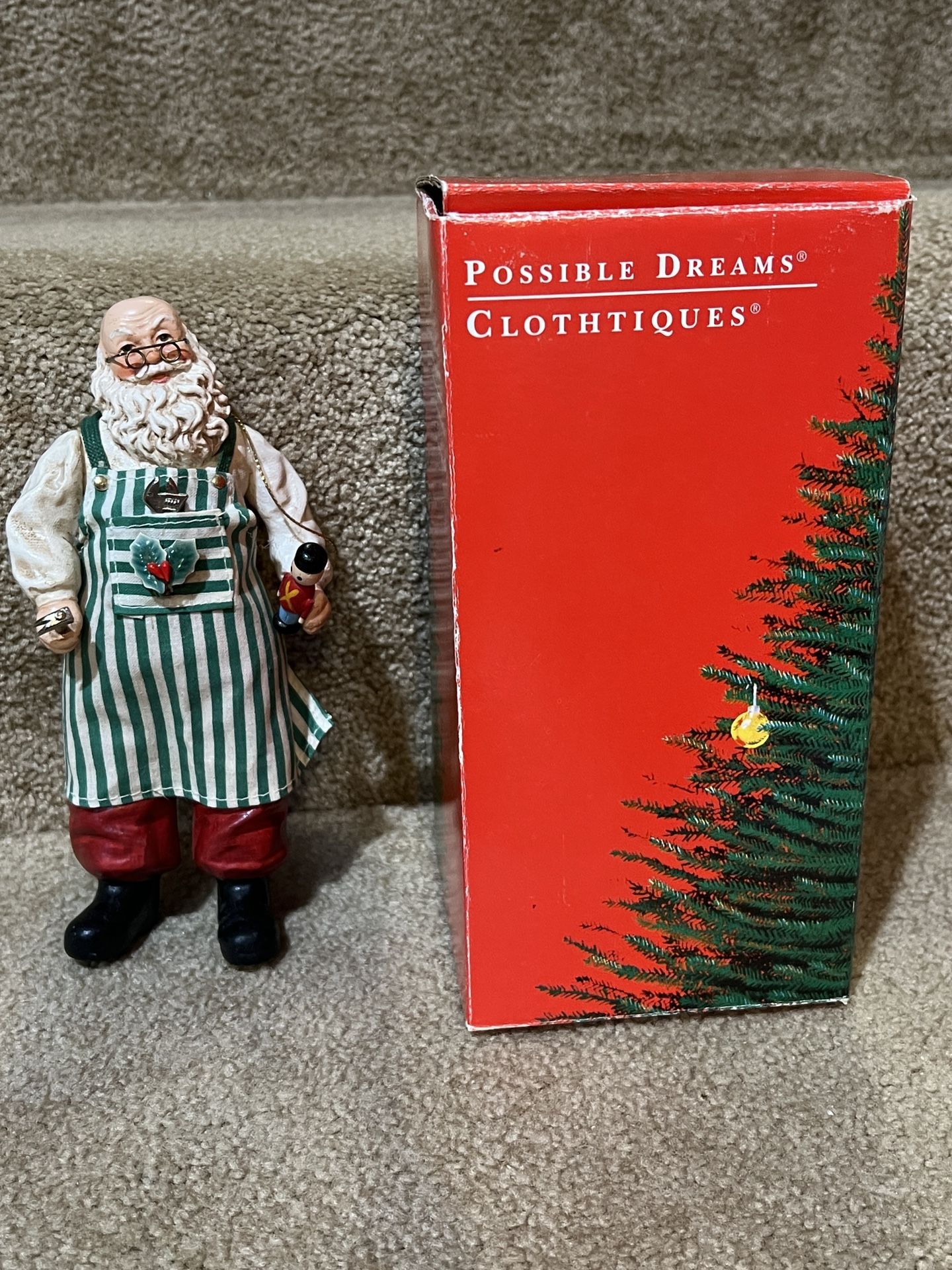 Vintage 1993 Clothtique Possible Dreams Workshop Santa 7” Fabric Mache Christmas