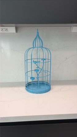 Very Large Beautiful Blue Birdcage Candle Holder Good For Tealights Too Great For Décor