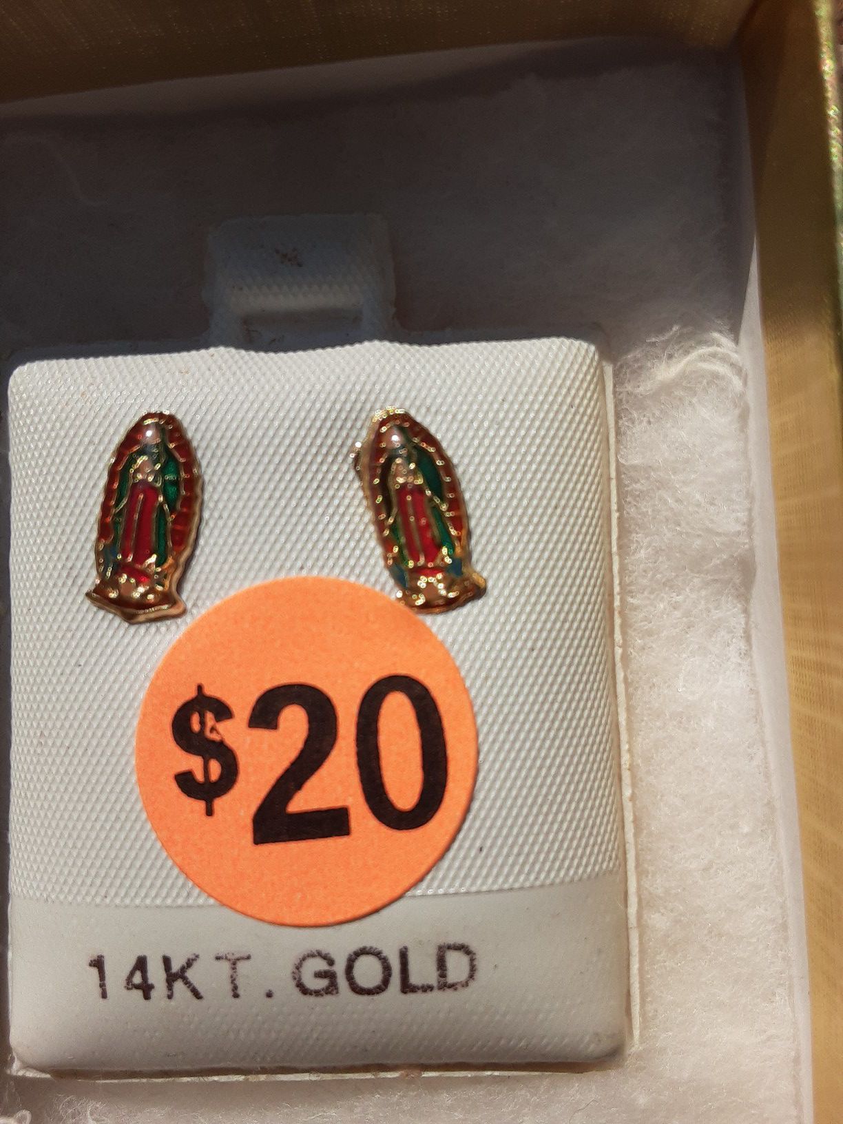 14K Gold Virgin Mary Earrings