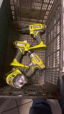 Ryobi drills with charger and work light