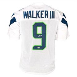 Kenneth Walker III Autographed Seattle Seahawks White Custom Jersey Beckett COA