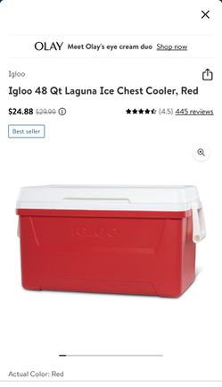 Igloo 48 QT Laguna Ice Chest Cooler, Red