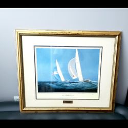 Framed 1974 Vintage Signed Tim Thompson America's Cup Litho