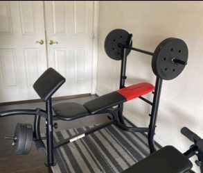 Weight Bench with Rack + 80lbs