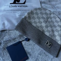 Grey Unisex Checkered Beanie