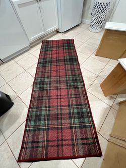 Ruggable plaid tartan red holiday pub long runner rug hallway - machine washable