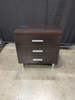 Contemporary Dark Brown Three-Drawer Nightstand