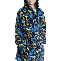 New Childs Age 3-4 Blue Dinosaur Robe. Very Soft