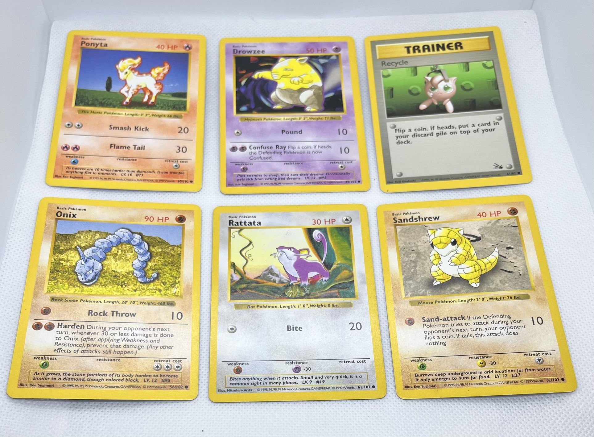 6 Pokemon Shadowless Base Set #1