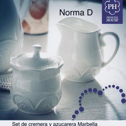 Set De Cremera Y Azucarera Marbella Nuevas En Su Caja Precio Fijo. 🌺 Princess House 🌺