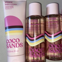 Victoria's Secret Pink Coco Sands Body Mist Spray & Body Lotion New Set of 3