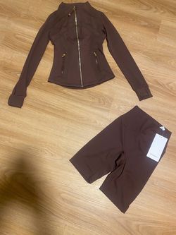 Lululemon Brown Jacket and Biker Shorts Set