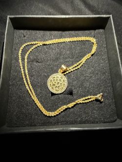 Gold Rope chain and Gold/diamond pendant-10k