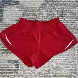 Red Lululemon Hotty Hot Shorts 2.5”