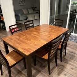 Solid Wood Drop Leaf Table And 6 Chairs