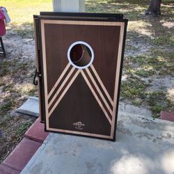 Light Up Corn Hole Game Set - "Adventure Out There"