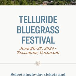 Telluride Bluegrass Festival Tickets 