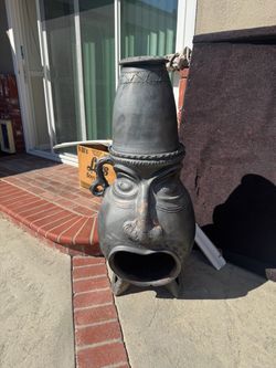 Face Chiminea Outdoor Clay Fire Pit