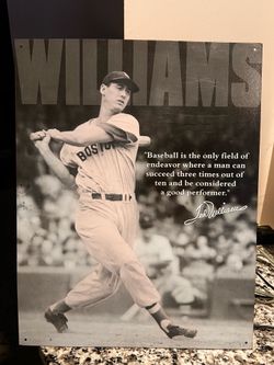 Vintage Ted Williams Baseball Quote Tin Metal Classic Sign Boston Red Sox