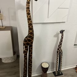 2 Wood Giraffe each $20 & $15 
