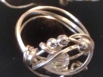 Handmade Ring Silver Plated with Swarovski crystal beads