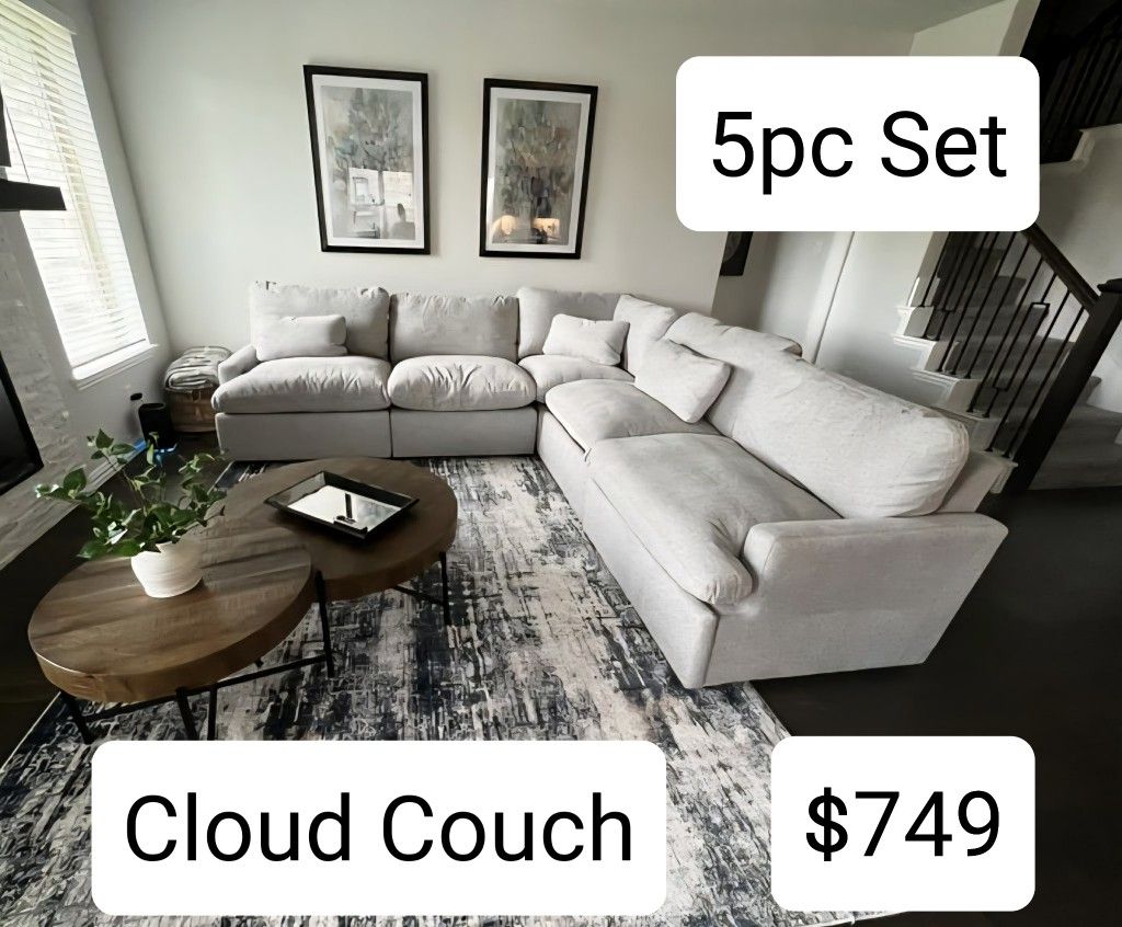 Gray Cloud Couch Modular Sectional Sofa