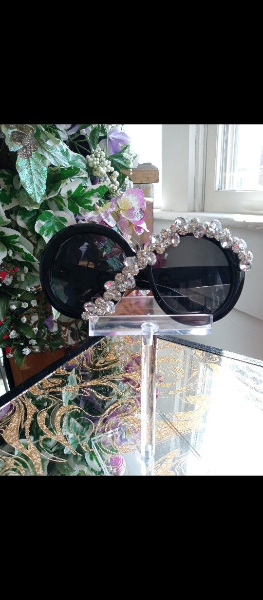 Sunglasses Round Frame Elaborate Sunglasses Rhinestone Frames Accessories