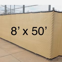  FENCE SCREEN 8’x50' Privacy Screen  with ZIP TIES - BEIGE