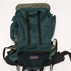 Vintage Green Jansport External Frame Hiking Backpack Zippered Pockets
