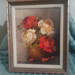 BEAUTIFUL Still Life Oil On board Painting SIGNED in The Lower left Corner A. Silver MEASURES 11""×13"