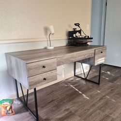 Maklaine Wood Gray Writing Desk