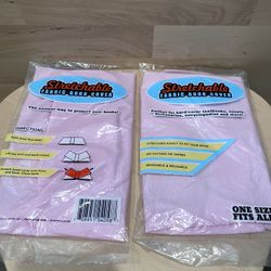 Pink Stretchable Fabric Book Cover One Size Fits All Set of 2 