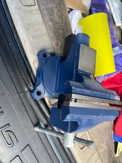 Blue Cast Iron Bench Vise
