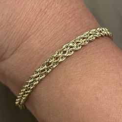 14K Yellow Gold 4MM Double Rope Chain Bracelet