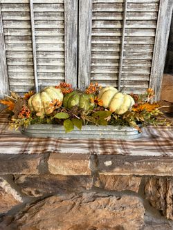 Ht6.5in width-22in HANDMADE artificial greenish pumpkin tray