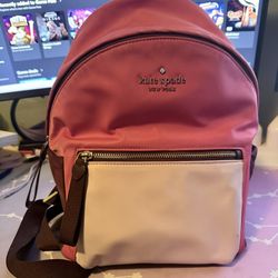 Kate Spade Chelsea Tricolor Colorblock Medium Nylon Backpack, Pink Multi, NWT