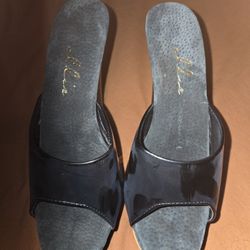 7" Black Pointed Stiletto Mule - Size 10 Woman