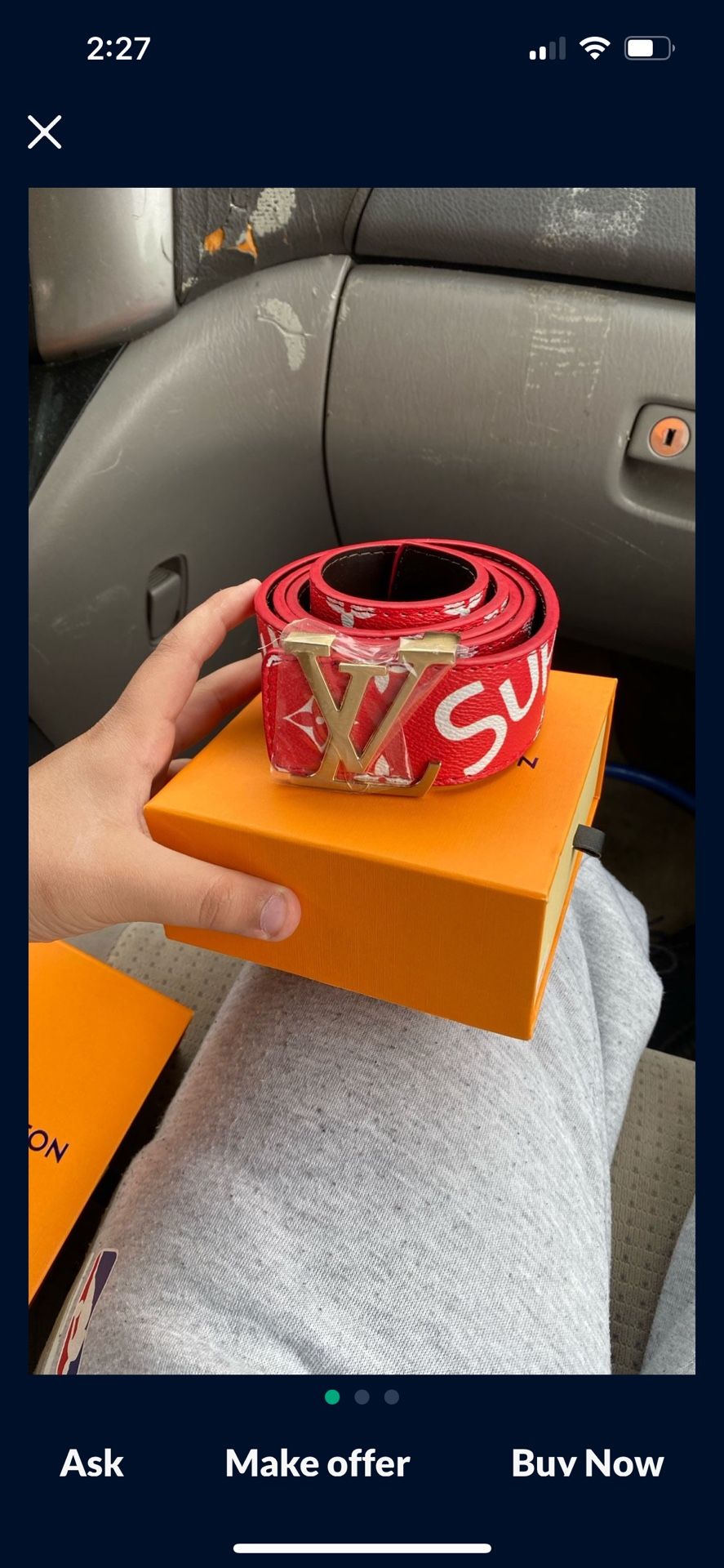 Louie Vuitton Supreme Belt